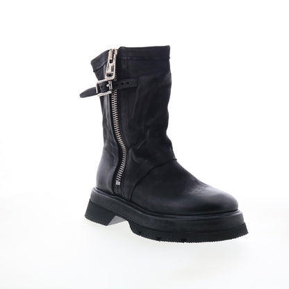Vinson Womens Black Leather Zipper Casual Dress Boots