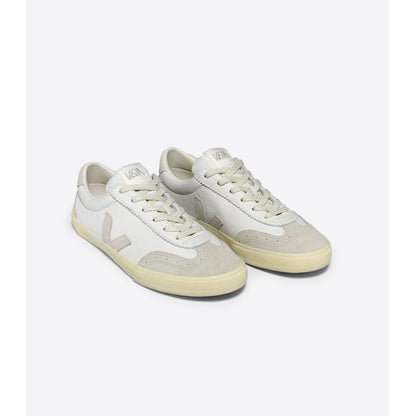 Women's Volley Leather Sneaker in White Natural