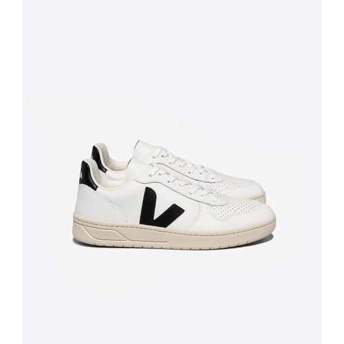 Women's V-10 Leather Sneaker in White Black