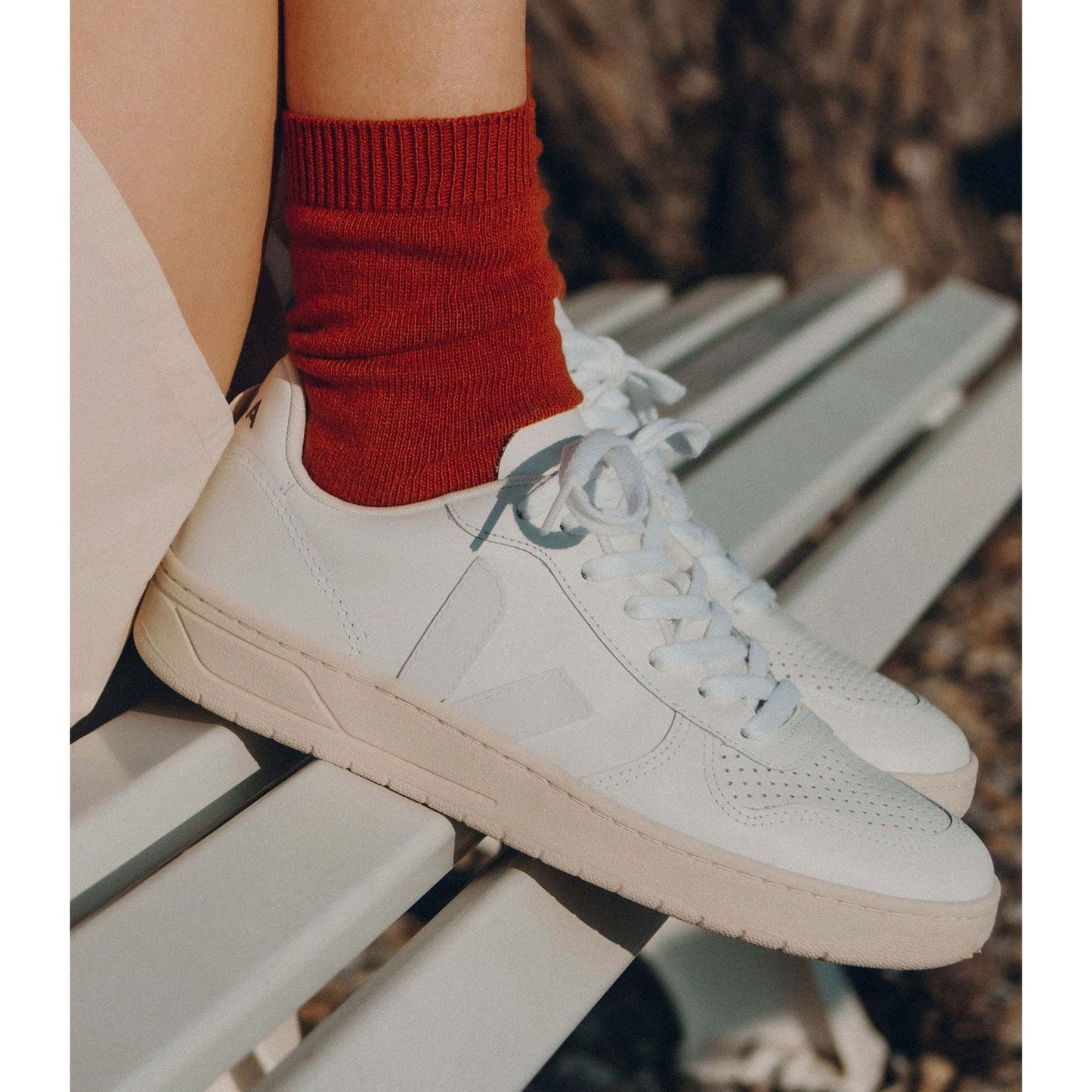 Men's V-10 Leather Sneaker in White