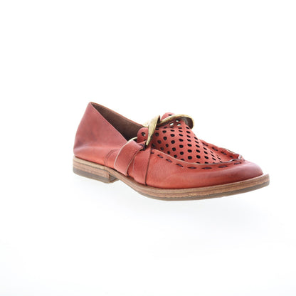 Zander Womens Red Leather Slip On Loafer Flats Shoes